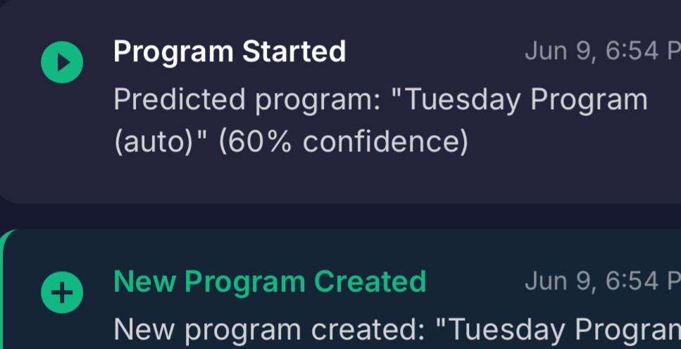 Cropped to a single text-message notification from Bluebot reporting a program finished with an anomaly.